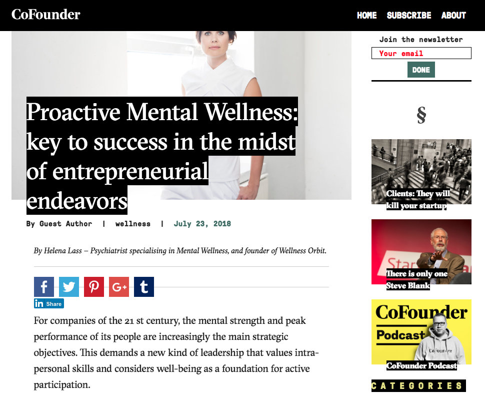Proactive Mental Wellness - Key to success in the midst of entrepreneurial endeavors