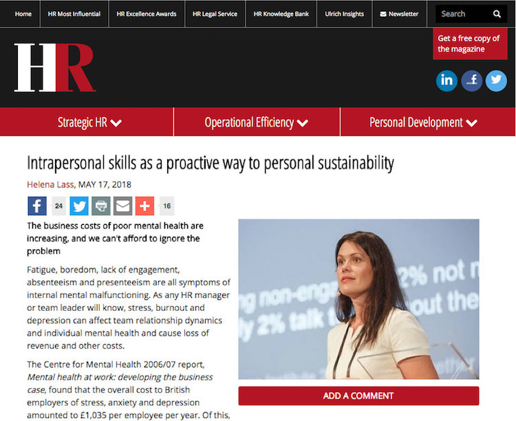Intrapersonal skills as a proactive way to personal sustainability in HR Magazine