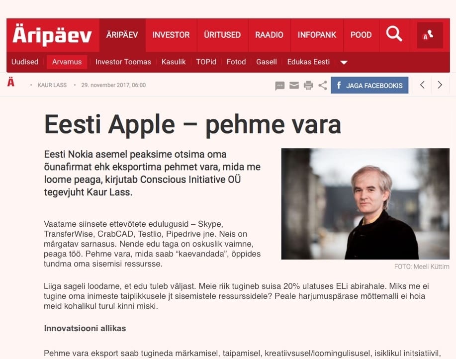 Eesti Apple – pehme vara – Kaur Lass, Äripäev