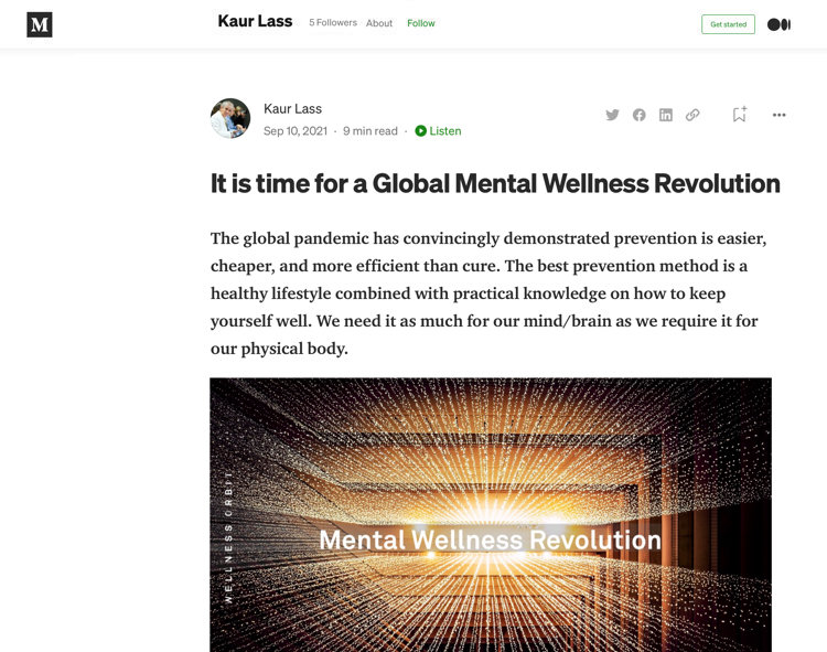 It is time for a Global Mental Wellness Revolution – Medium 