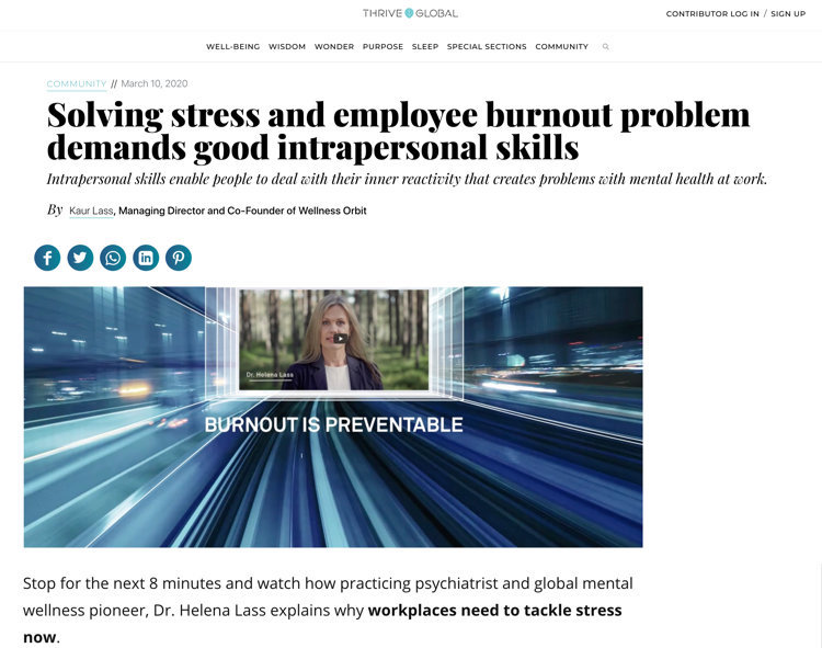 Solving stress and employee burnout problem demands good intrapersonal skills – Thrive Global