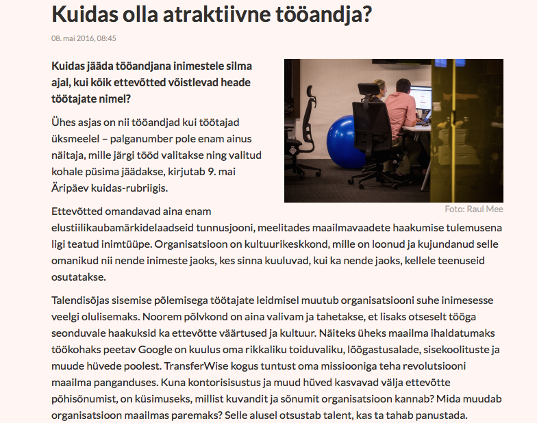 Kuidas olla atraktiivne tööandja? – Äripäev