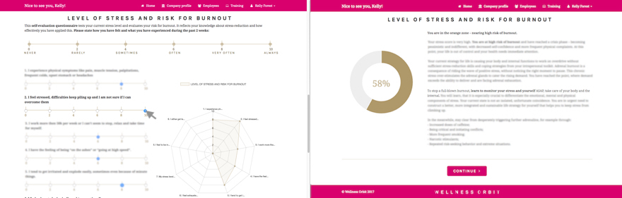 Wellness Orbit stress survey provides immediate feedback for each individual