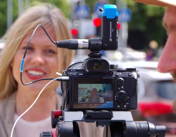 Dr. Helena Lass – filming the new Coffee Break training about mental wellness. Photo: Kaur Lass